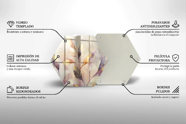 Protection plaque induction Feuilles de bohème peintes