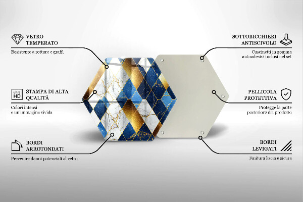 Protège plaque de cuisson Losanges de marbre doré