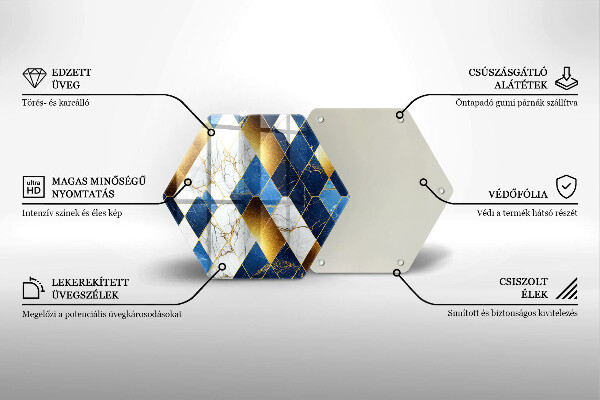 Protège plaque de cuisson Losanges de marbre doré