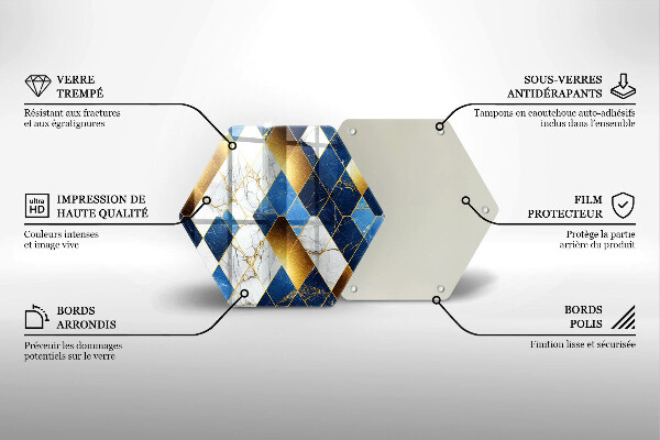 Protège plaque de cuisson Losanges de marbre doré