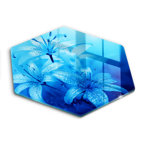 Protège plaque de cuisson Fleurs bleues