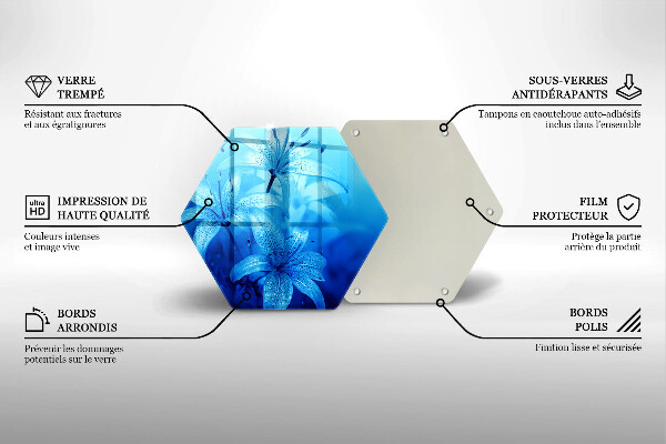 Protège plaque de cuisson Fleurs bleues