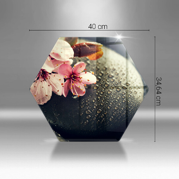 Protège plaque de cuisson Fleurs pierres zen