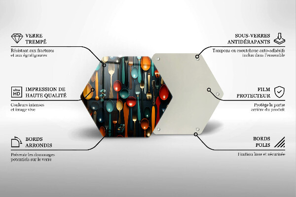Protège plaque de cuisson Cuillères et fourchettes colorées
