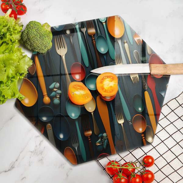 Protège plaque de cuisson Cuillères et fourchettes colorées