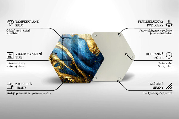 Protège plaque de cuisson Marbre bleu et or