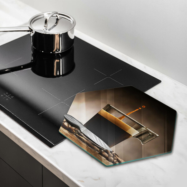 Cache plaque de cuisson Verre et grains de café