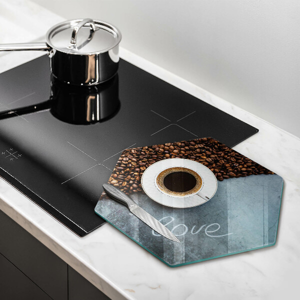 Protège plaque de cuisson Grains de café et tasse