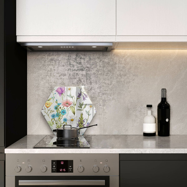 Cache plaque de cuisson Illustration de fleurs