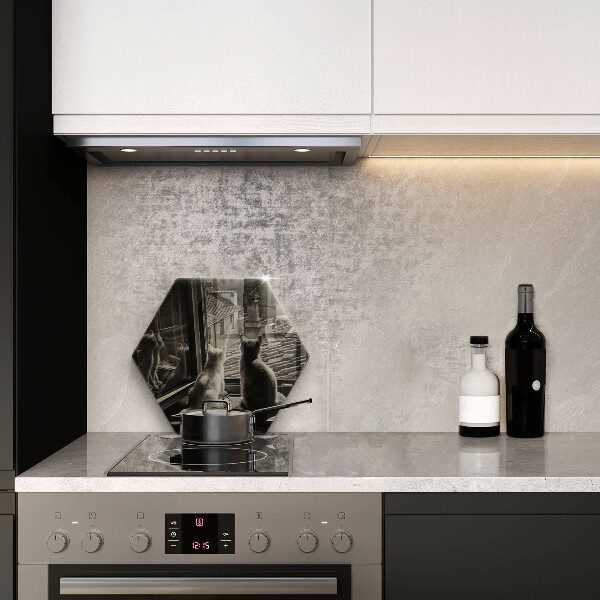 Cache plaque de cuisson Ville et fenêtre des chats