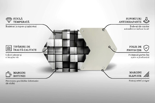 Cache plaque de cuisson Carrés 3D abstraits