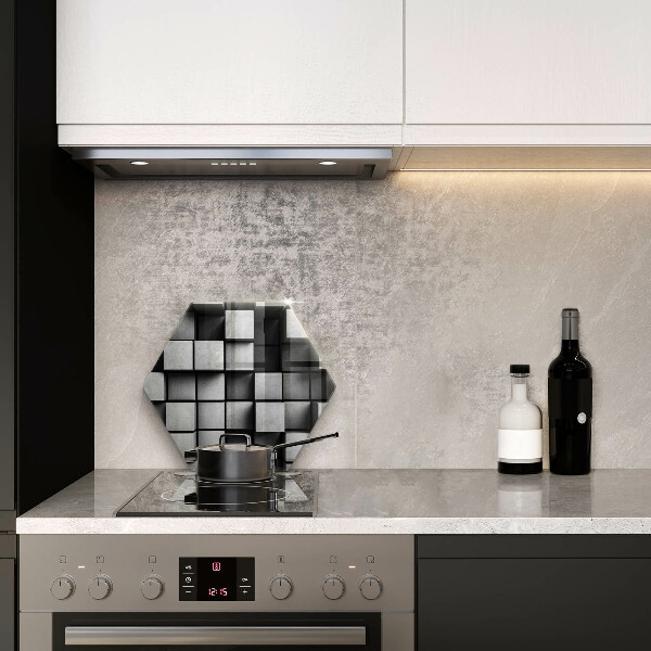 Cache plaque de cuisson Carrés 3D abstraits