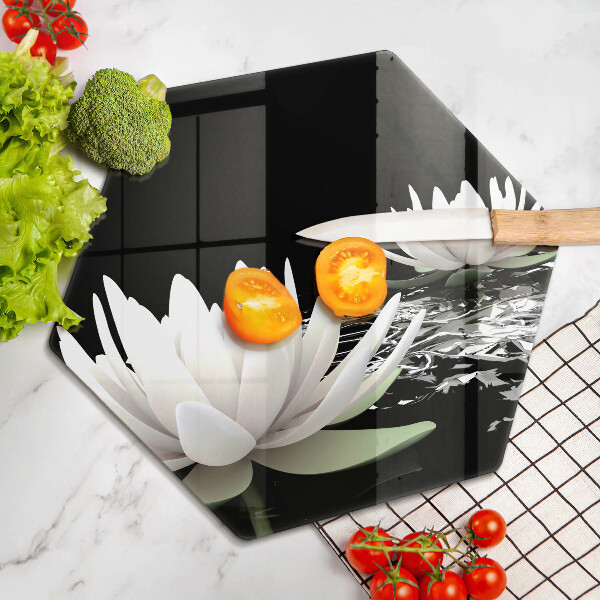 Cache plaque de cuisson Lys blancs sur l'eau