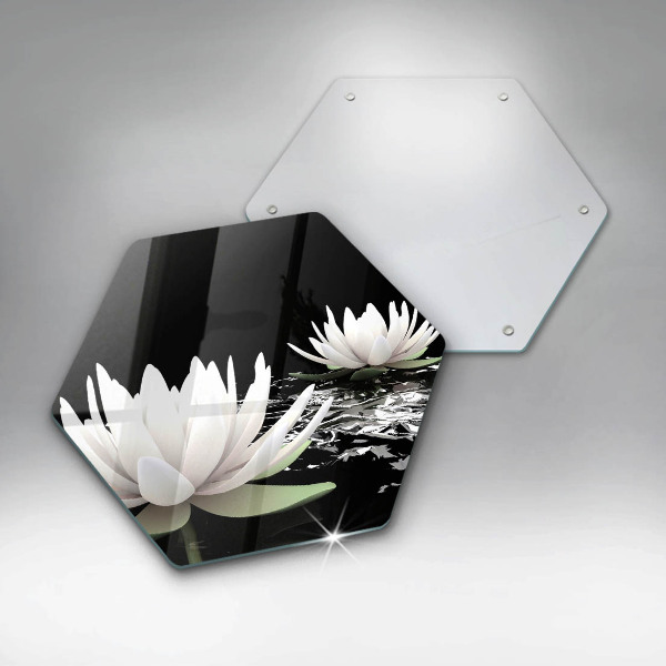 Cache plaque de cuisson Lys blancs sur l'eau