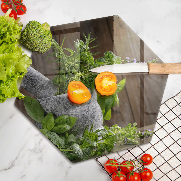 Cache plaque de cuisson Plantes herbes et bois