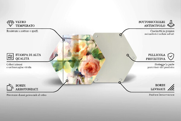 Cache plaque de cuisson Fleurs peintes