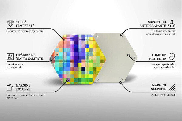 Cache plaque de cuisson Carrés de pixels colorés