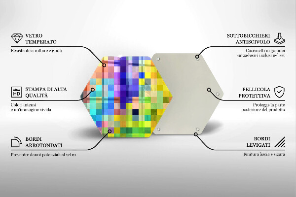 Cache plaque de cuisson Carrés de pixels colorés