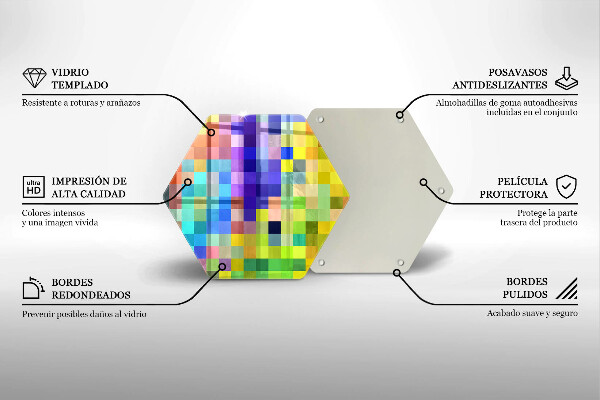 Cache plaque de cuisson Carrés de pixels colorés