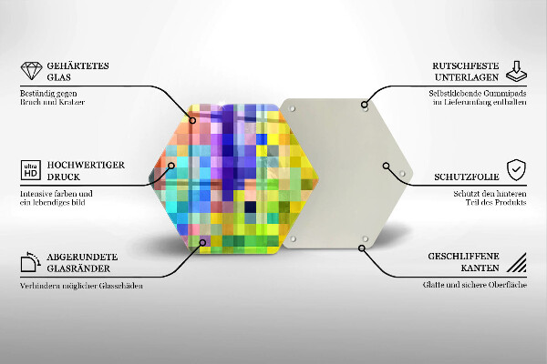 Cache plaque de cuisson Carrés de pixels colorés