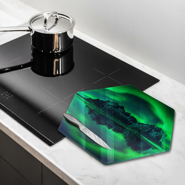 Cache plaque de cuisson Paysage d'aurores boréales