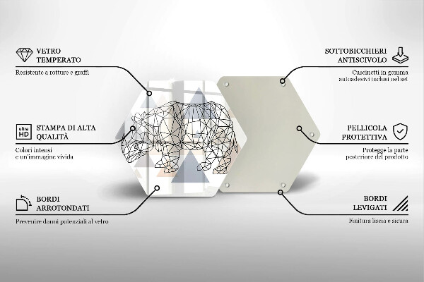 Cache plaque de cuisson Rhinocéros de dessin au trait