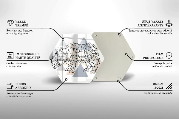 Cache plaque de cuisson Rhinocéros de dessin au trait