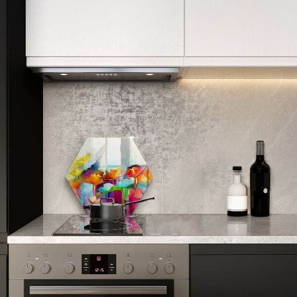 Cache plaque de cuisson Fleurs peintes