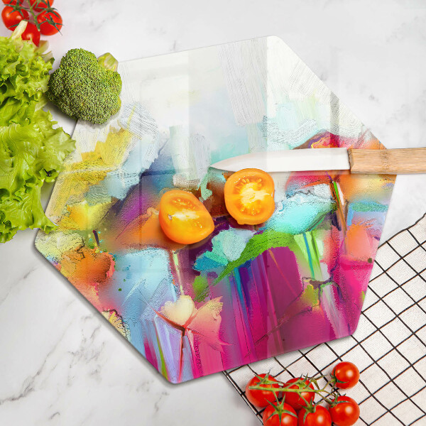 Cache plaque de cuisson Fleurs peintes