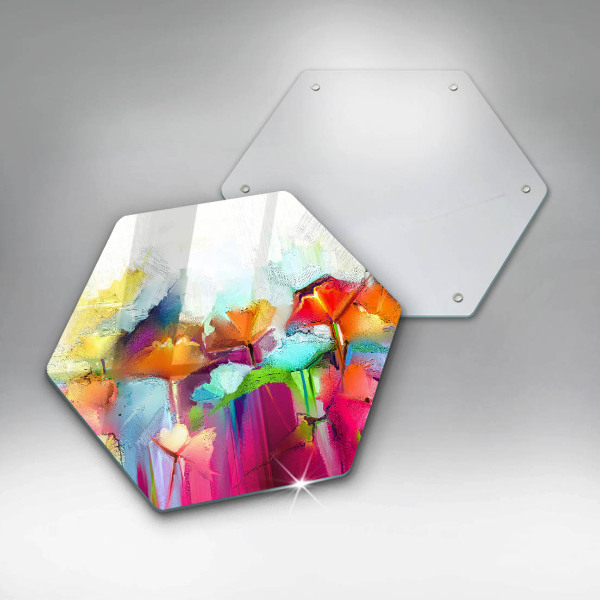 Cache plaque de cuisson Fleurs peintes