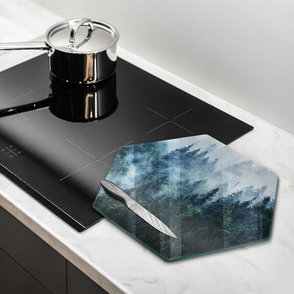 Cache plaque de cuisson Arbres forestiers et brouillard