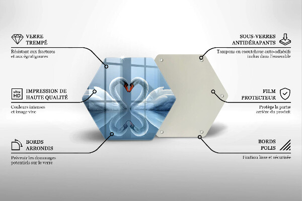Cache plaque de cuisson Deux coeurs de cygne
