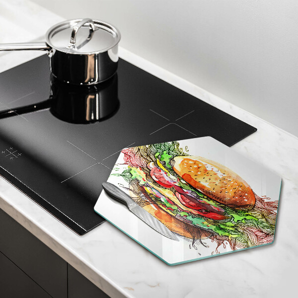 Cache plaque de cuisson Dessin de hamburger