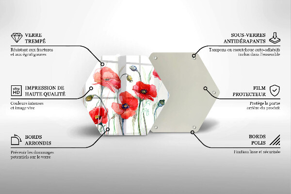 Cache plaque de cuisson Fleurs de coquelicots rouges
