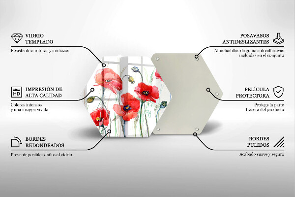 Cache plaque de cuisson Fleurs de coquelicots rouges