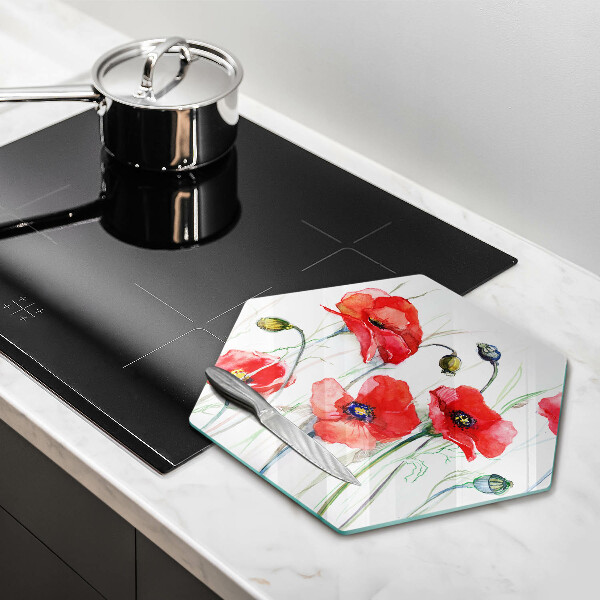 Cache plaque de cuisson Fleurs de coquelicots rouges
