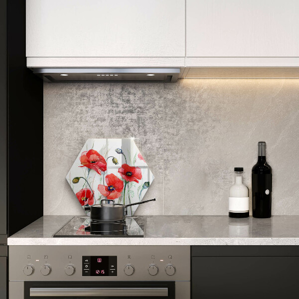 Cache plaque de cuisson Fleurs de coquelicots rouges