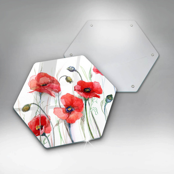 Cache plaque de cuisson Fleurs de coquelicots rouges