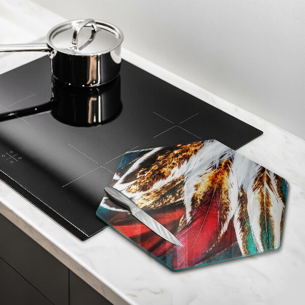 Cache plaque de cuisson Plumes d'oiseaux bohèmes