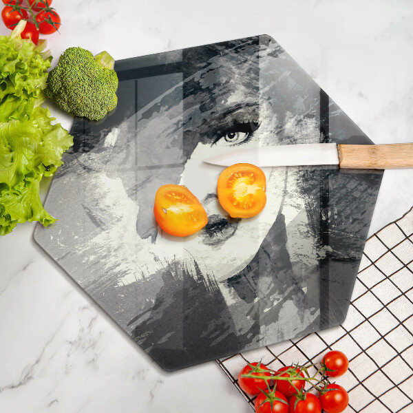 Cache plaque de cuisson Peinture d'une femme