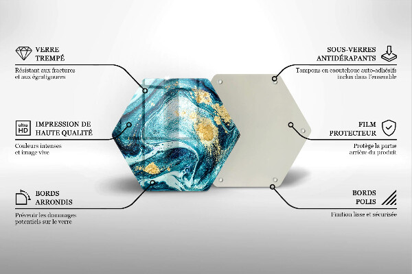 Protection plaque induction Abstraction d'or bleu