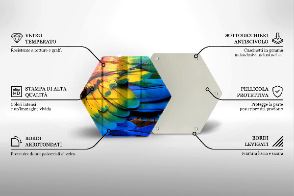 Protection plaque induction Plumes de perroquet colorées
