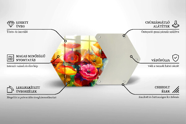 Protection plaque induction Fleurs colorées peintes