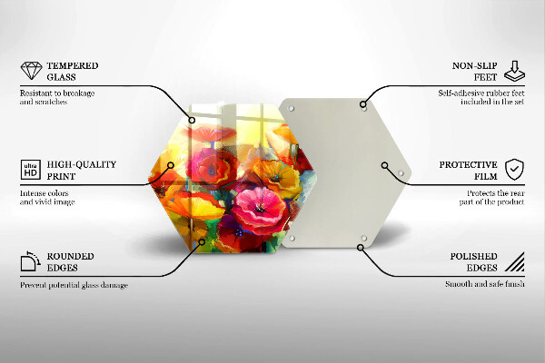 Protection plaque induction Fleurs colorées peintes