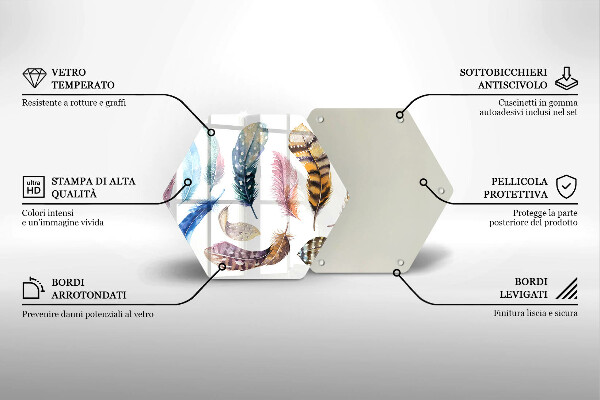 Protection plaque induction Plumes d'oiseaux colorées