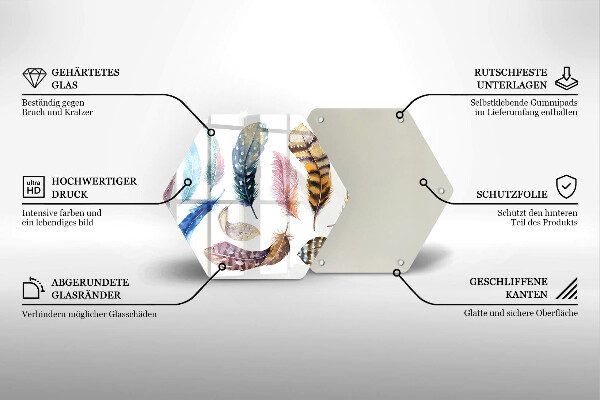 Protection plaque induction Plumes d'oiseaux colorées