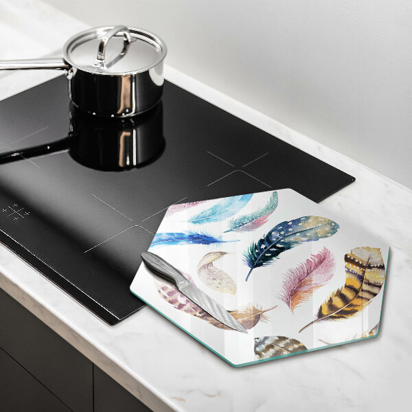 Protection plaque induction Plumes d'oiseaux colorées