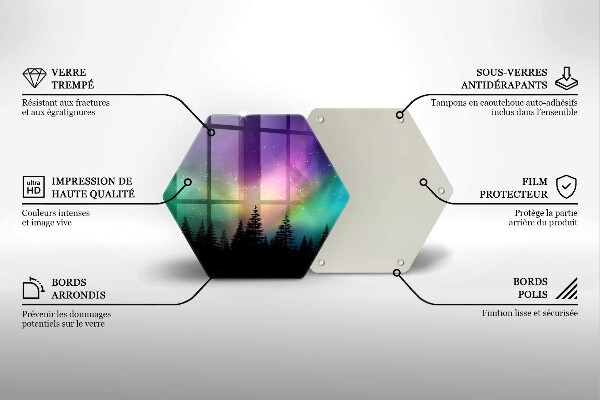 Protection plaque induction Aurores boréales et forêt