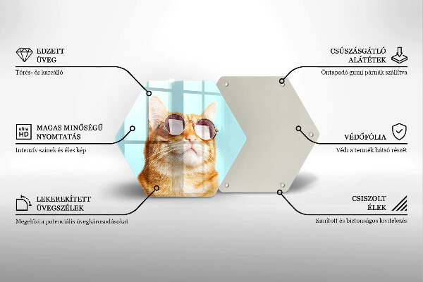 Protection plaque induction Chat rouge avec des lunettes