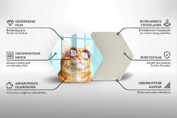 Protection plaque induction Chat rouge avec des lunettes